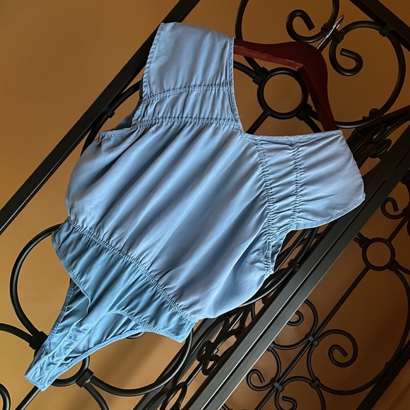 FREE PEOPLE Faux Wrap Jean Light Wash Bodysuit - Picture 4 of 11